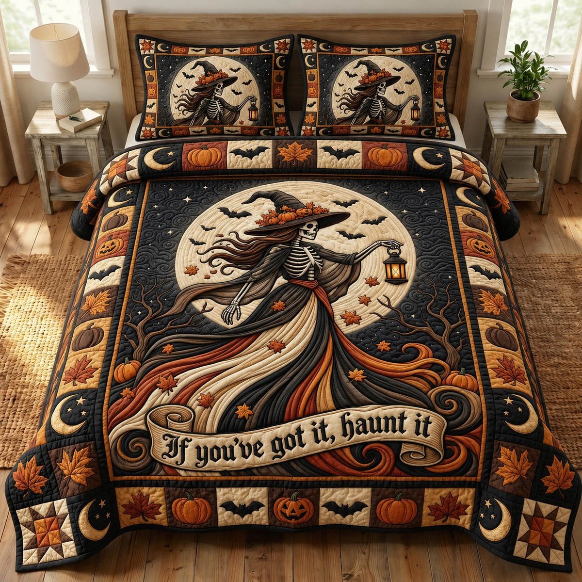 Witches Coven 3 Piece Quilted Bedding Set Gift For Gothic Decor Lovers