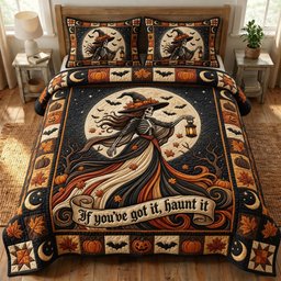 Witches Coven 3 Piece Quilted Bedding Set Gift For Gothic Decor Lovers
