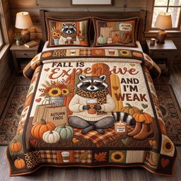 Fall Mood 3 Piece Quilted Bedding Set Gift For Gothic Decor Lovers
