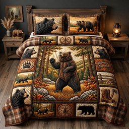 Bear Spirit 3 Piece Quilted Bedding Set Gift For Bear Lovers