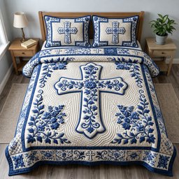 Christian Faith 3 Piece Quilted Bedding Set Gift For Christians