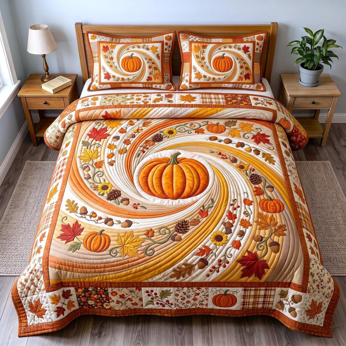 Autumn Vibes 3 Piece Quilted Bedding Set Gift For Home Decor Lovers