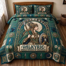 Viking Goddess 3 Piece Quilted Bedding Set Gift For African American Heritage Lovers