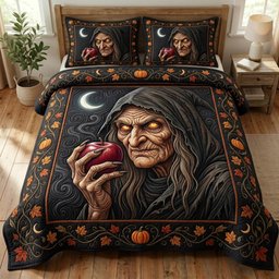 Witches Coven 3 Piece Quilted Bedding Set Gift For Gothic Decor Lovers