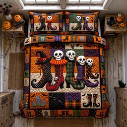 Wicked Magical Boots 3 Piece Quilted Bedding Set Gift For Gothic Decor Lovers
