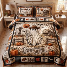 Boo Yall 3 Piece Quilted Bedding Set Gift For Gothic Decor Lovers