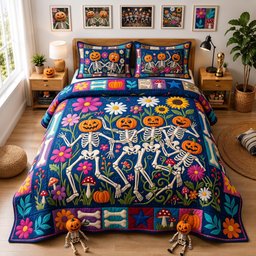 Autumn Pop 3 Piece Quilted Bedding Set Gift For Home Decor Lovers