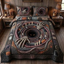 Death Vortex Cat 3 Piece Quilted Bedding Set Gift For Cat Lovers