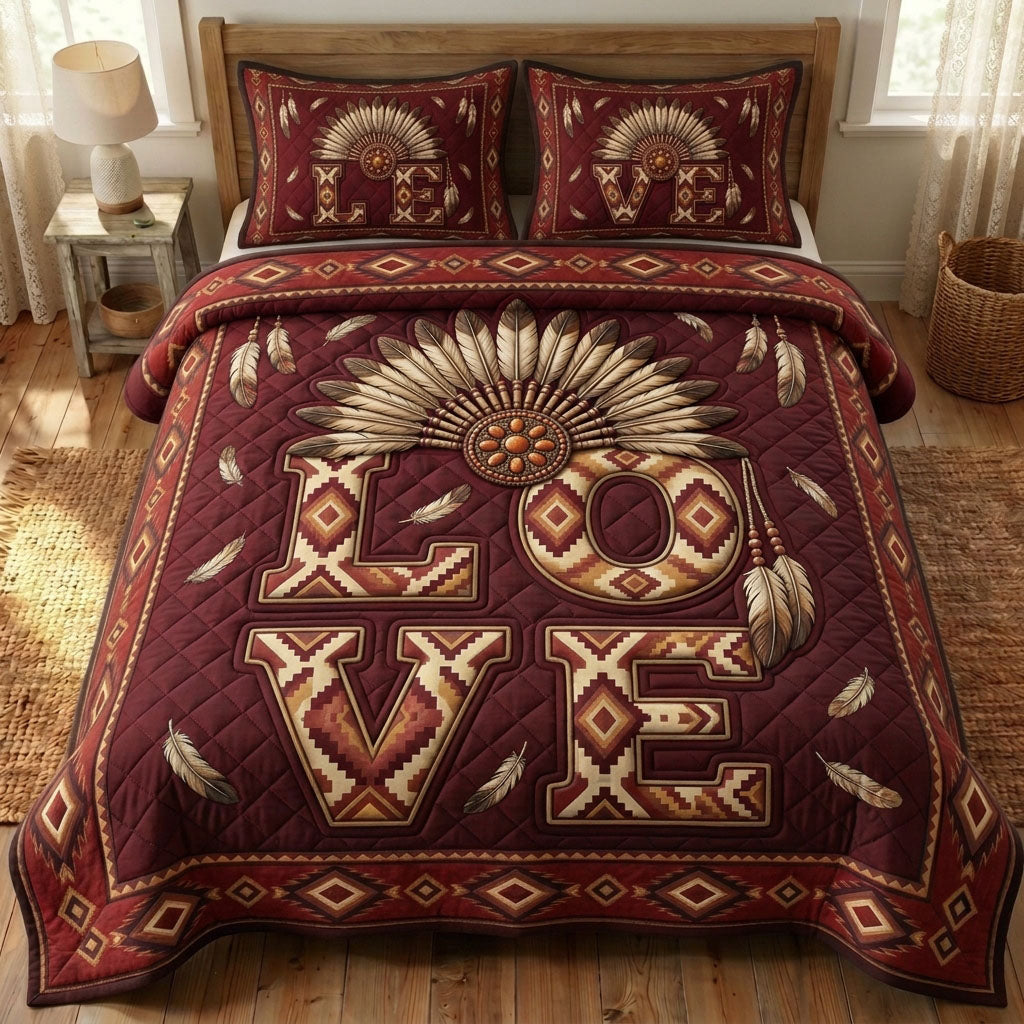 Native Legacy 3 Piece Quilted Bedding Set Gift For African American Heritage Lovers