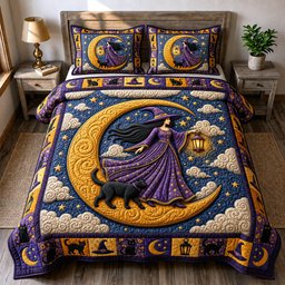Witches Coven 3 Piece Quilted Bedding Set Gift For Gothic Decor Lovers