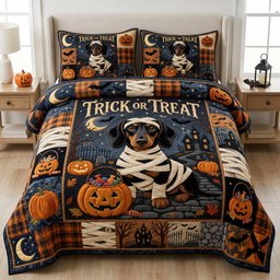 Dachshund Dog 3 Piece Quilted Bedding Set Halloween Gift For Dog Lovers