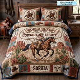 Cowgirl Spirit 3 Piece Quilted Bedding Set Gift For Western Lovers