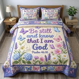 Floral Bible 3 Piece Quilted Bedding Set Gift For Christians