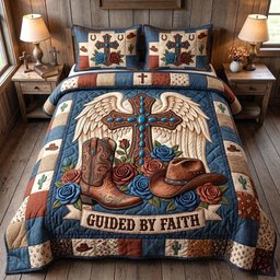 Western Grace Christian 3 Piece Quilted Bedding Set Gift For Western Lovers