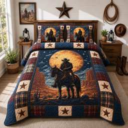 Western Cowboy 3 Piece Quilted Bedding Set Gift For Western Lovers