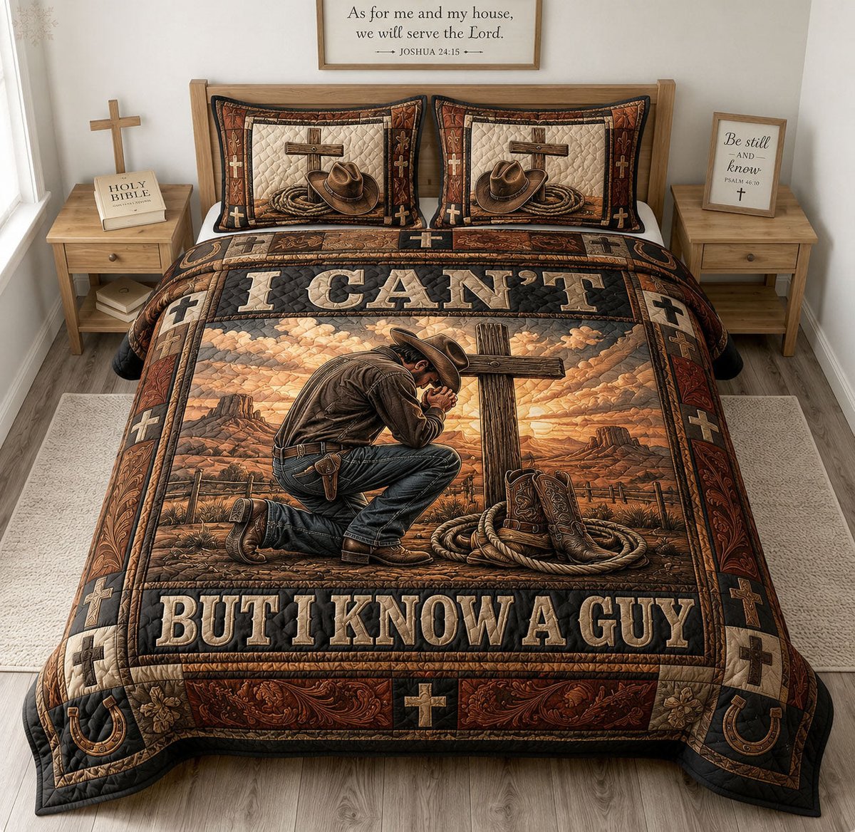 I Can't But I Know a Guy 3 Piece Quilted Bedding Set Gift For Christians