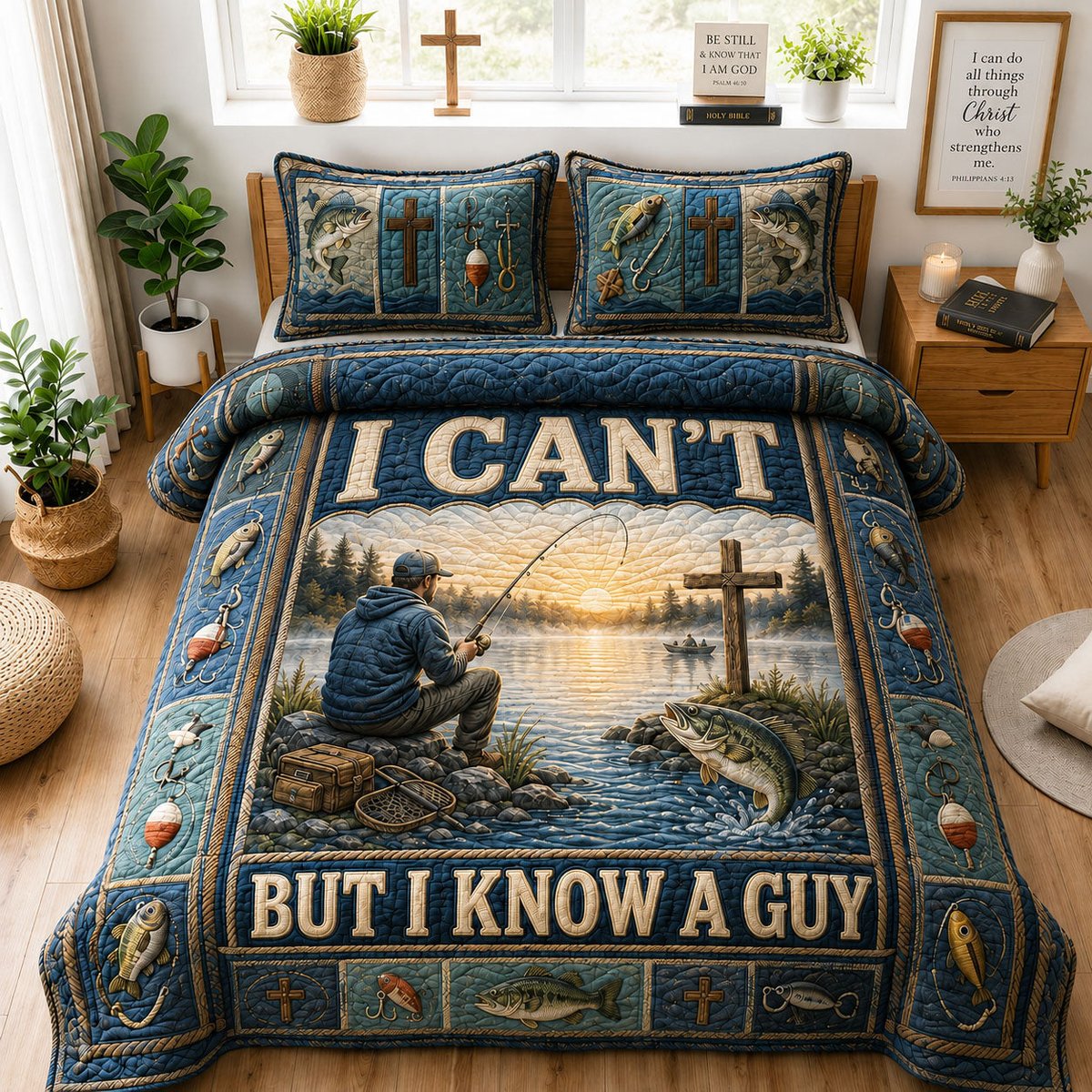 I Can't But I Know a Guy 3 Piece Quilted Bedding Set Gift For Christians