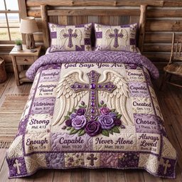 Floral Bible 3 Piece Quilted Bedding Set Gift For Christians