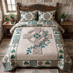 Irish Blessings 3 Piece Quilted Bedding Set Gift For Christians