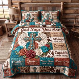 Western Bible 3 Piece Quilted Bedding Set Gift For Christians