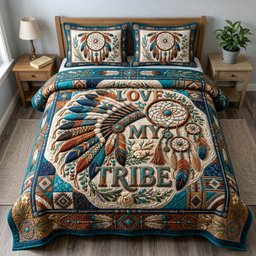 Native Legacy 3 Piece Quilted Bedding Set Gift For African American Heritage Lovers
