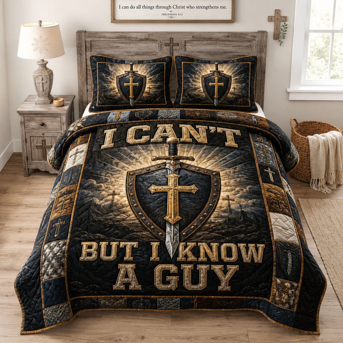 I Can't But I Know a Guy 3 Piece Quilted Bedding Set Gift For Christians