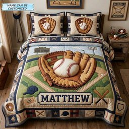 Glove Hero 3 Piece Quilted Bedding Set Gift For Sports Fans