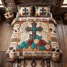 Western Bible 3 Piece Quilted Bedding Set Gift For Christians