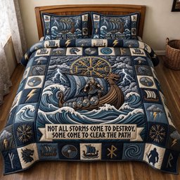 Viking Heritage 3 Piece Quilted Bedding Set Gift For African American Heritage Lovers