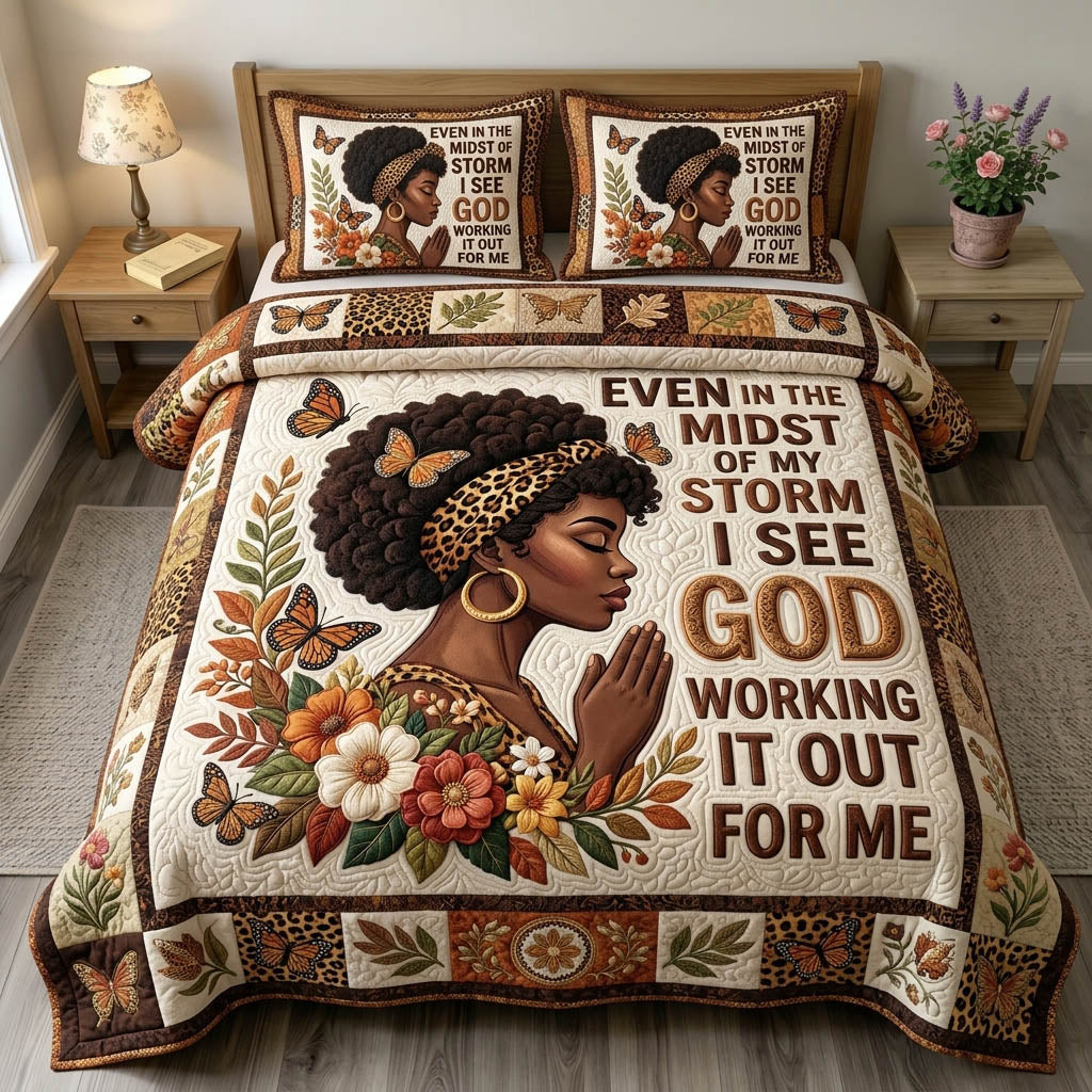 Christian Faith 3 Piece Quilted Bedding Set Gift For Christians
