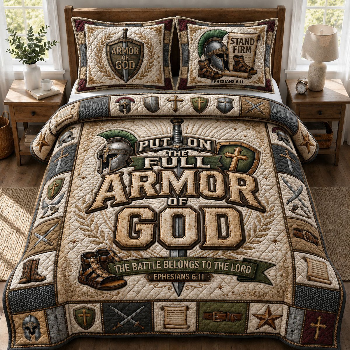 Chritian Faith Christian 3 Piece Quilted Bedding Set Gift For Christians