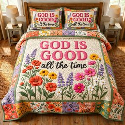 Floral Bible 3 Piece Quilted Bedding Set Gift For Christians