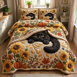 Autumn Paws 3 Piece Quilted Bedding Set Gift For Dog Lovers