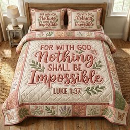 Floral Bible 3 Piece Quilted Bedding Set Gift For Christians