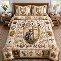 Chritian Faith Christian 3 Piece Quilted Bedding Set Gift For Christians