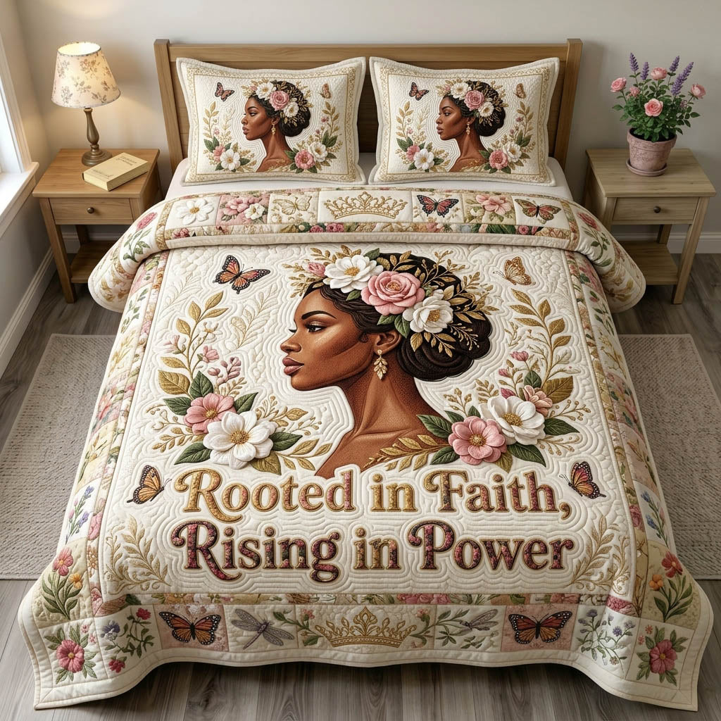 Christian Faith 3 Piece Quilted Bedding Set Gift For Christians