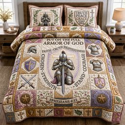 Woman Armor of God 3 Piece Quilted Bedding Set Gift For Christians