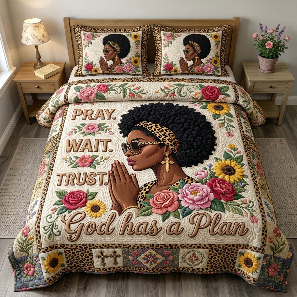 Christian Faith 3 Piece Quilted Bedding Set Gift For Christians