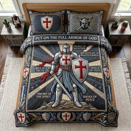 Divine Armor Christian 3 Piece Quilted Bedding Set Gift For Christians