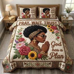 Christian Faith 3 Piece Quilted Bedding Set Gift For Christians