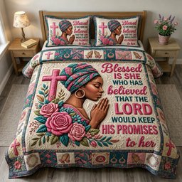 Christian Faith 3 Piece Quilted Bedding Set Gift For Christians