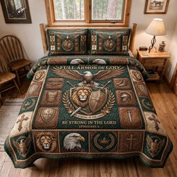 Faith Armor Christian 3 Piece Quilted Bedding Set Gift For Christians