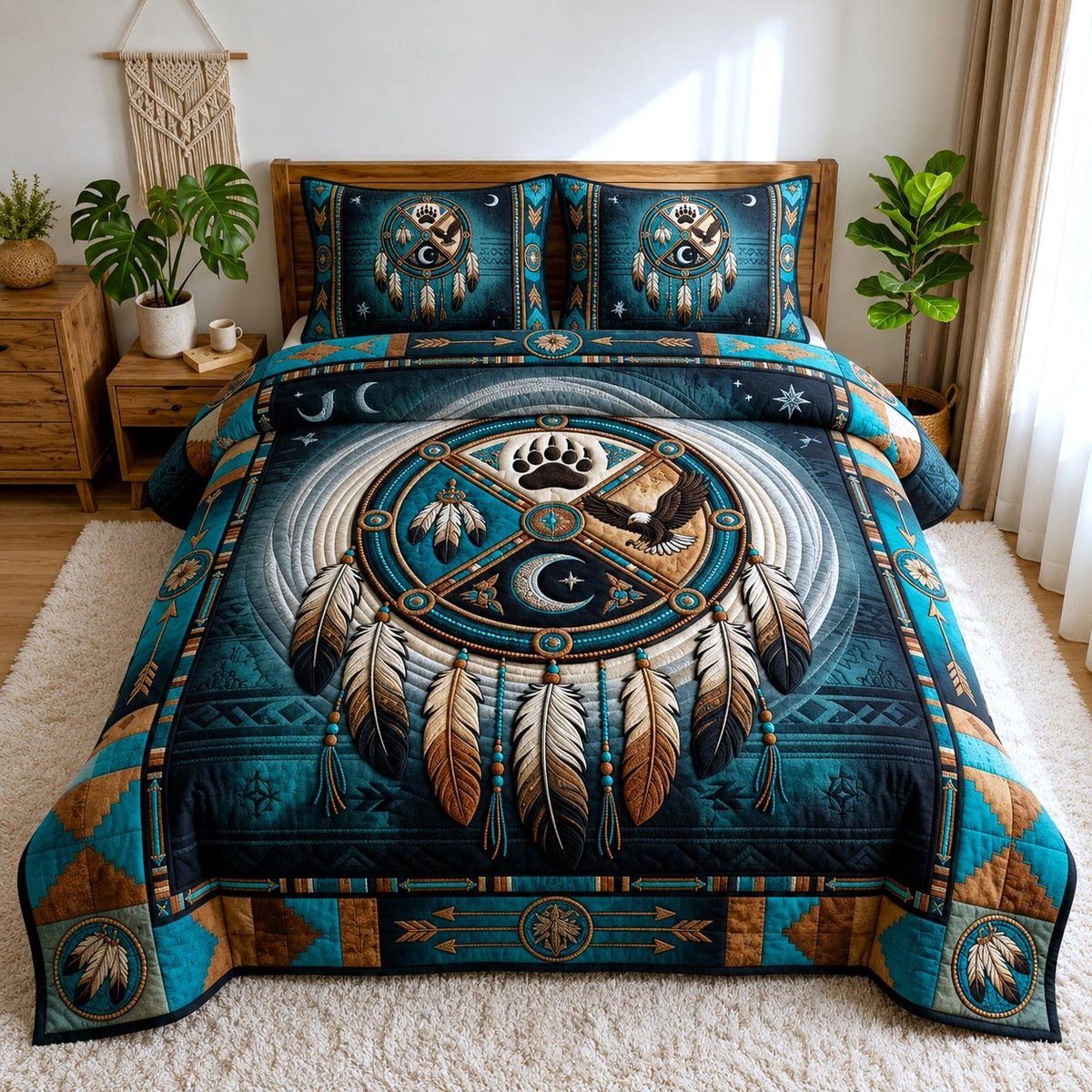 Spirit Dreams 3 Piece Quilted Bedding Set Gift For Home Decor Lovers