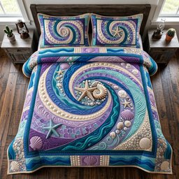 Sea Escape Beach 3 Piece Quilted Bedding Set Gift For Beach Lovers