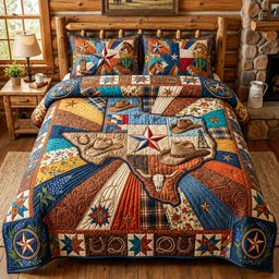 The Lone Star State 3 Piece Quilted Bedding Set Gift For Western Lovers