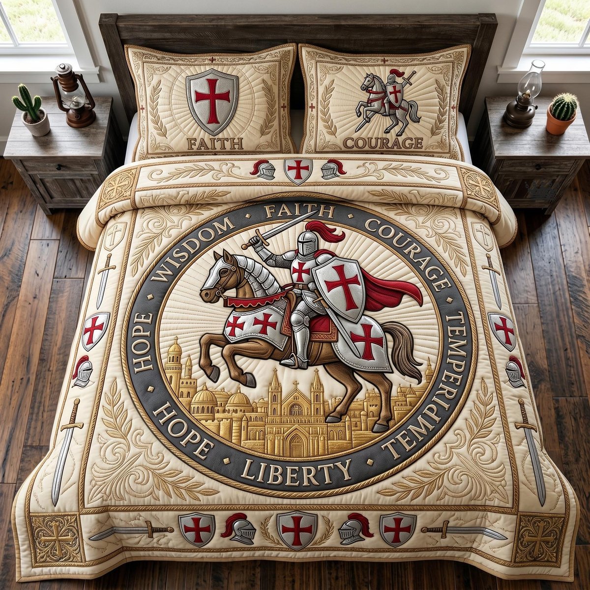 Faith Armor Christian 3 Piece Quilted Bedding Set Gift For Christians