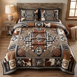 Open Range Horse 3 Piece Quilted Bedding Set Gift For Horse Lovers