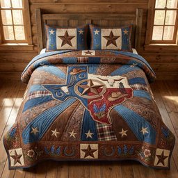 The Lone Star State 3 Piece Quilted Bedding Set Gift For Western Lovers