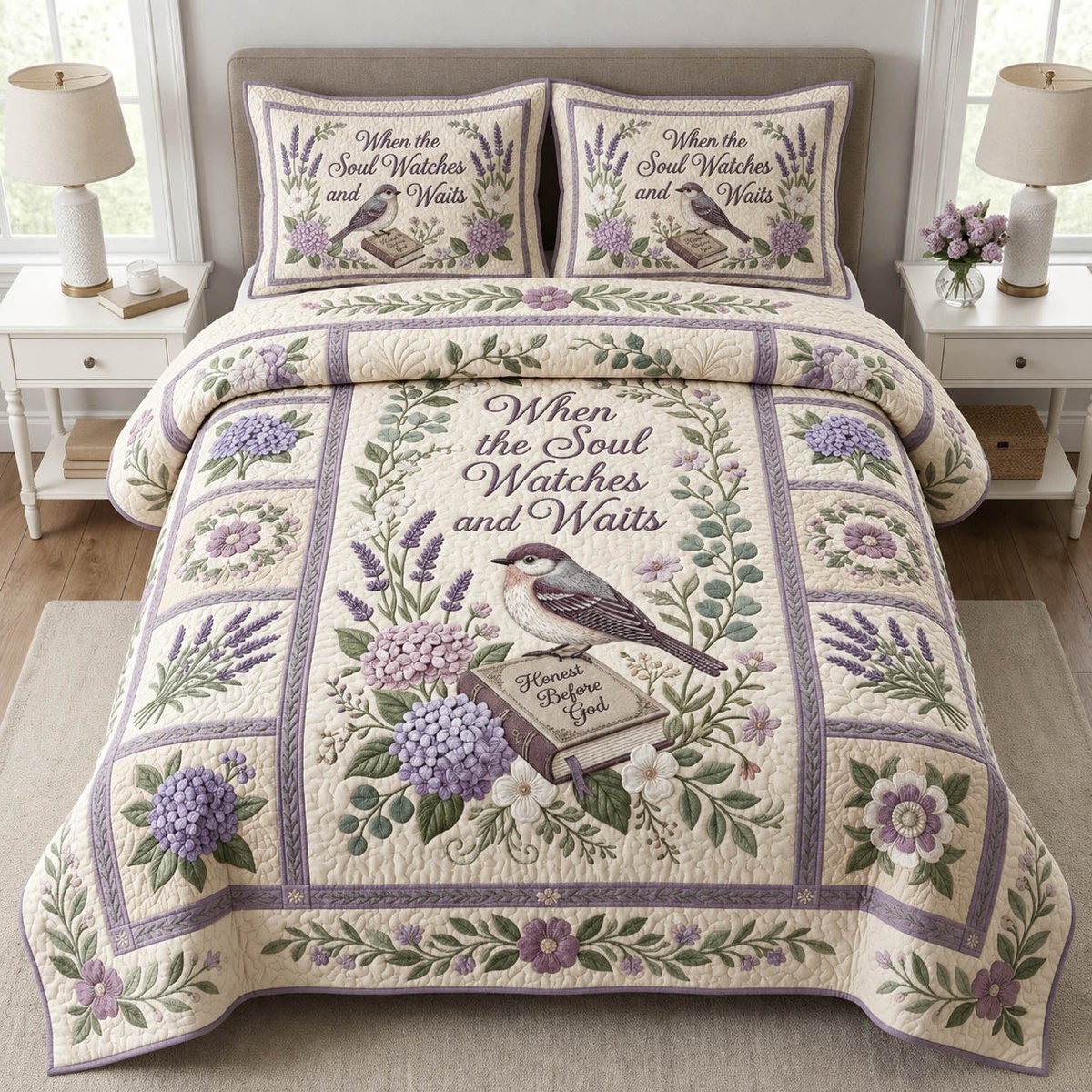 Sparrow Honest Before God 3 Piece Quilted Bedding Set Gift For Christians