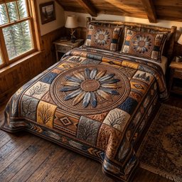Ancestral Roots Bear 3 Piece Quilted Bedding Set Gift For Bear Lovers